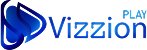 Logotipo Vizzion Play, em azul e violeta.